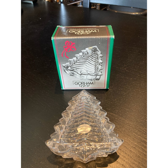 Gorham Crystal Christmas Tree Trinket Dish Clear - Picture 4 of 4